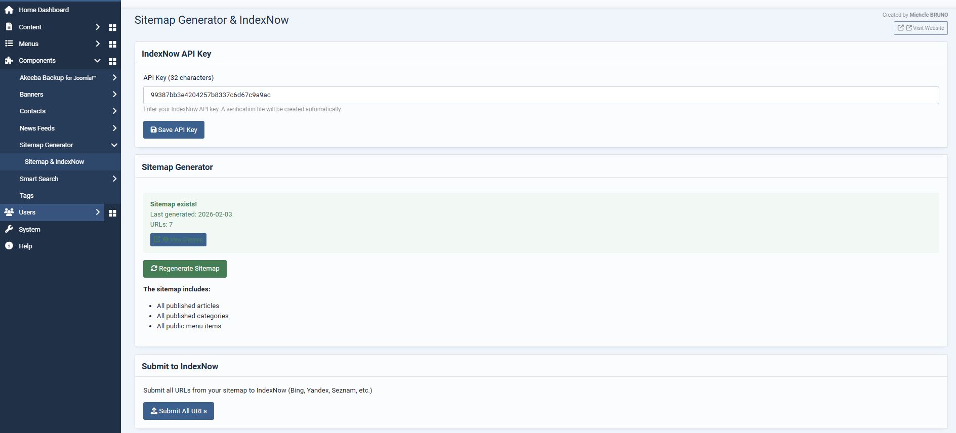 Sitemap Generator with IndexNow - Dashboard